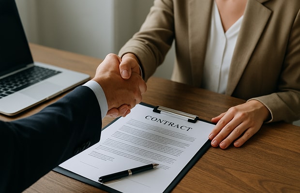 契約を交わす様子